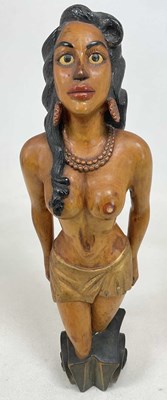 Lot 66 - A female Polynesian wooden figurehead, height...