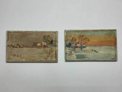 Lot 291 - UNATTRIBUTED; pair of oils on canvas, winter...