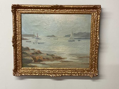 Lot 293 - UNATTRIBUTED; oil on canvas, coastal scene...