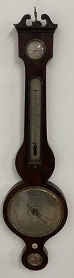 Lot 318 - JB LE ROY; a banjo barometer, with thermometer,...