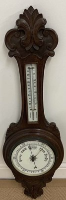 Lot 320 - An unnamed banjo barometer with thermometer,...