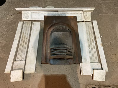 Lot 368 - A marble fire surround with column supports...