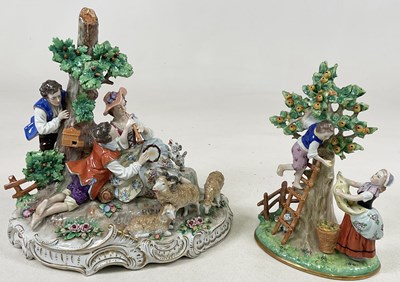 Lot 198 - SITZENDORF; a large porcelain pastoral figure...