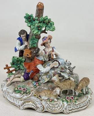 Lot 198 - SITZENDORF; a large porcelain pastoral figure...