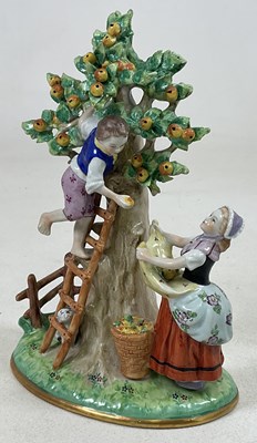 Lot 198 - SITZENDORF; a large porcelain pastoral figure...
