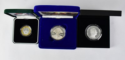 Lot 612 - Three commemorative silver proof coins,...