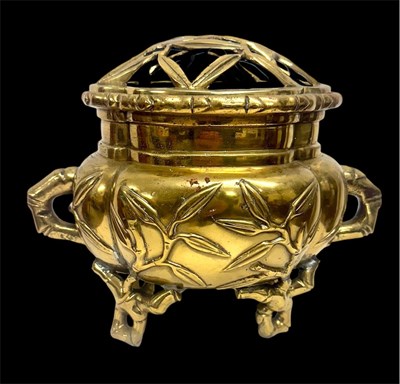 Lot 248 - A Japanese Meiji period polished bronze censer...