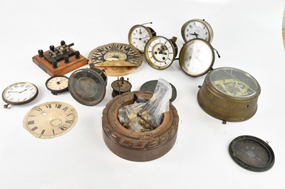 Lot 1248 - An assortment of clock parts, movements, faces,...