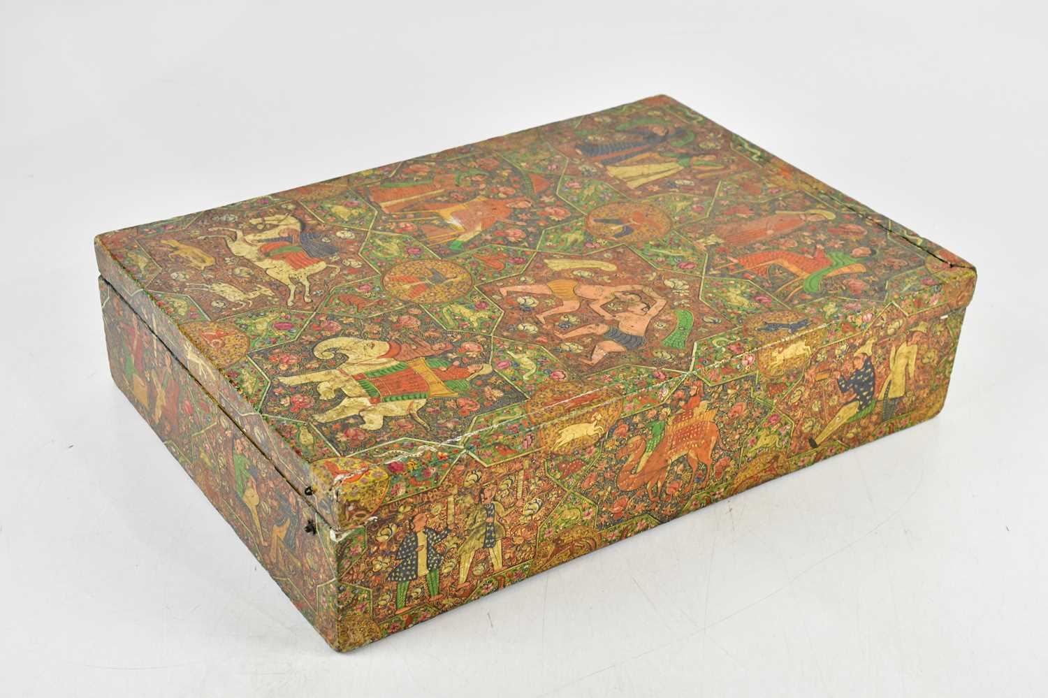 Lot 1344 - A hand painted Persian box and cover of