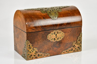 Lot 490 - A Victorian walnut dome topped stationery box...