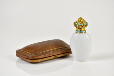 Lot 562 - A Victorian milk glass perfume bottle with...