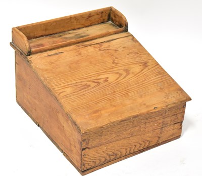 Lot 302 - A rustic pine lap desk with hinged lid, 28 x...