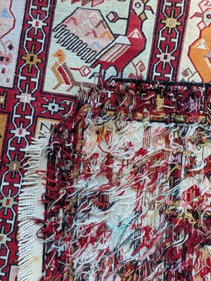 Lot 326 - Two good quality silk flat weave rugs, each...