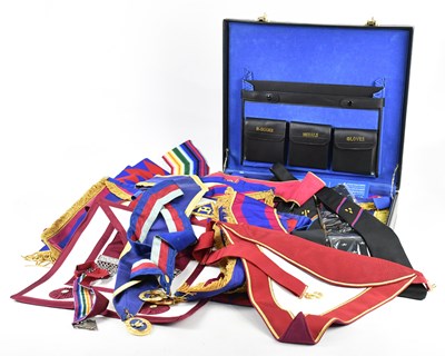 Lot 477 - A collection of Masonic regalia including...