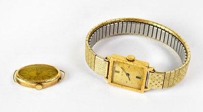 Lot 823 - TÜRLER; an 18ct yellow gold cased tank watch...