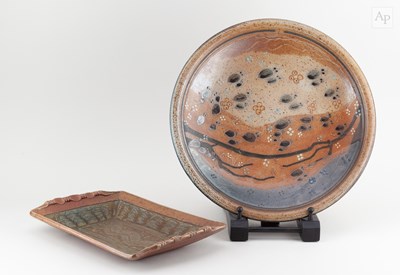 Lot 671 - TOFF MILWAY (born 1949); a salt glazed charger,...