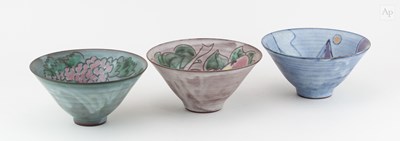 Lot 658 - TESSA FUCHS (1936-2012); a trio of tin glazed...