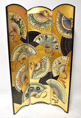 Lot 260 - A Japanese two-fold lacquered screen,...