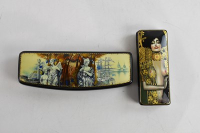 Lot 579 - Two modern Russian lacquered boxes including a...