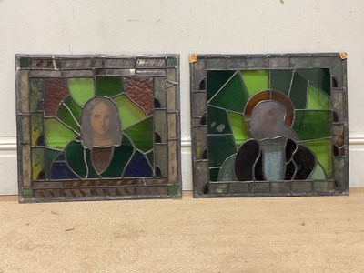 Lot 486 - A pair of 19th century religious stained glass...