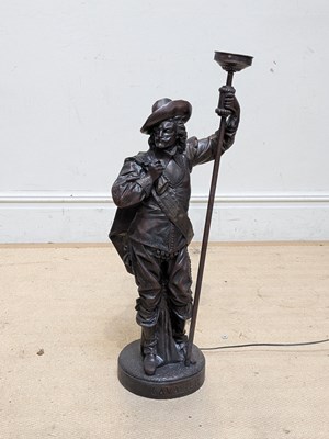 Lot 717 - A reproduction bronzed cavalier lamp, height...