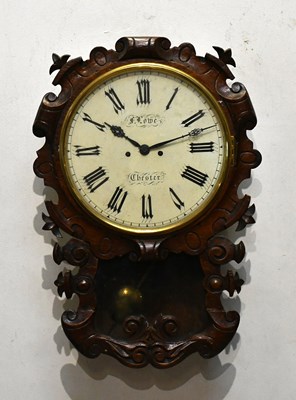 Lot 1258 - A 19th century carved oak wall clock with drop...