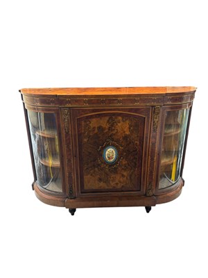 Lot 153 - A Victorian walnut breakfront credenza, the...