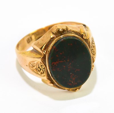 Lot 1185 - A 15ct yellow gold signet ring, set with...