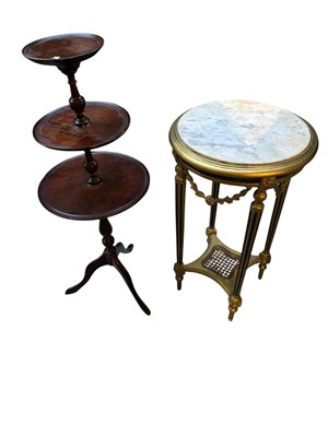 Lot 57 - A marble topped gilt wood two tier side table...