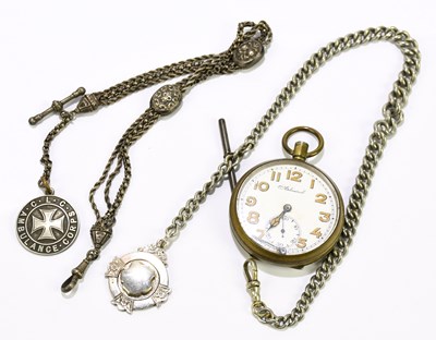 Lot 1833 - ADMIRAL; a crown wind base metal pocket watch,...