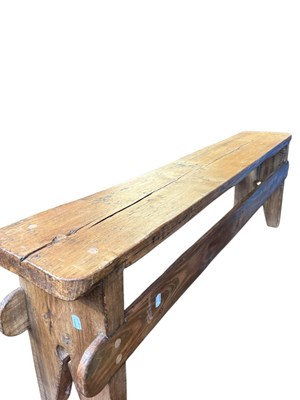 Lot 120 - A vintage rustic pine bench, length 131cm.