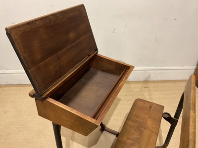 Lot 280 - A vintage school desk with metal frame, height...