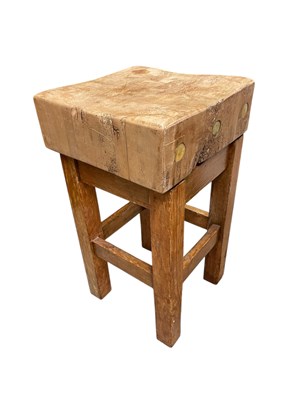 Lot 112 - A vintage butcher's block on stand, height...