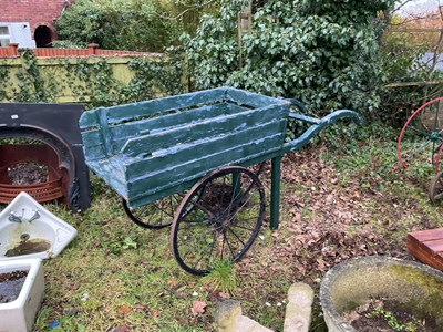 Lot 351 - A large green painted wooden trader's cart...