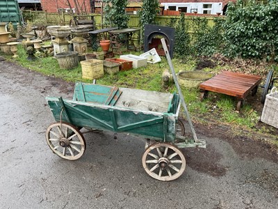 Lot 382 - A vintage green painted wooden dog cart,...