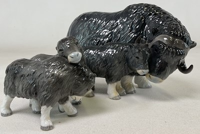 Lot 142 - ROYAL COPENHAGEN; a musk ox and calf, model...