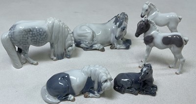 Lot 143 - ROYAL COPENHAGEN; six grey and white horses...