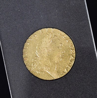 Lot 736 - A George III Spade guinea, 1791, encapsulated,...