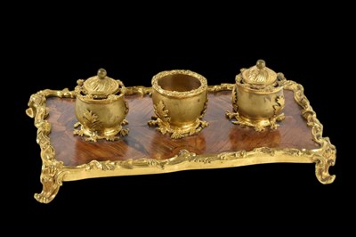 Lot 440 - A Louis XV gilt bronze mounted tulipwood desk...