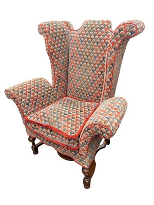 Lot 164 - A William and Mary style walnut wingback...