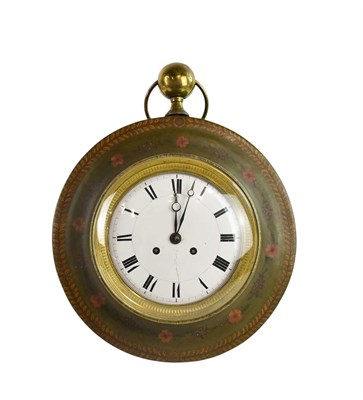 Lot 1252 - A French toleware eight day wall clock...