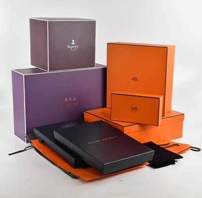 Lot 552 - HERMES; three empty boxes and covers, length...