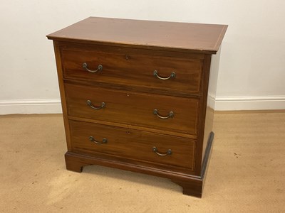 Lot 445 - A 19th century mahogany inlaid chest of three...