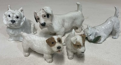 Lot 155 - ROYAL COPENHAGEN ; a group of five terriers...