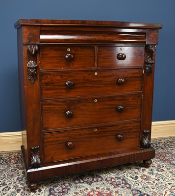 Lot 2795 - A Victorian mahogany chest of two short over...