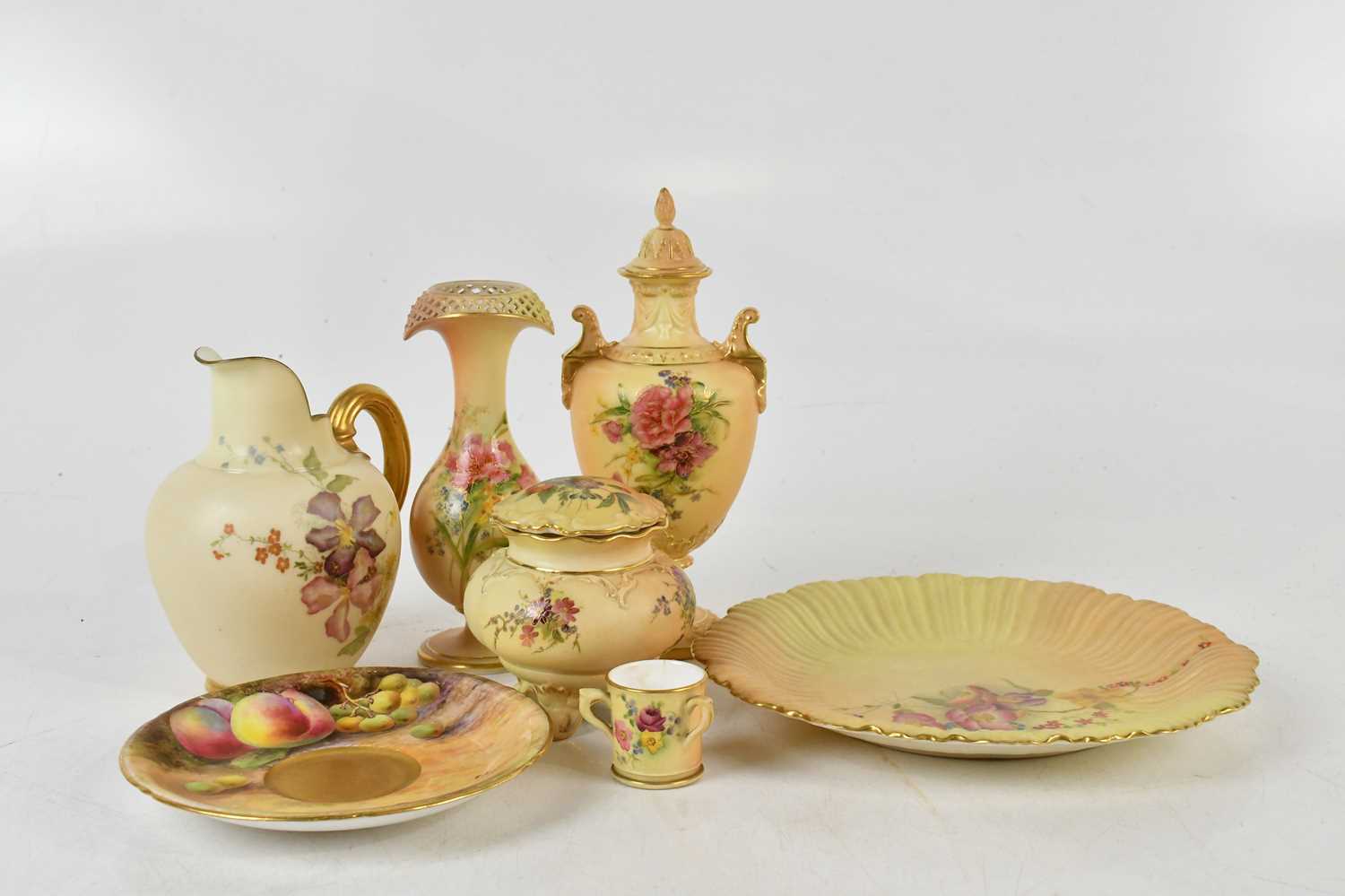 Lot 1604 - ROYAL WORCESTER; a collection of blush ivory...