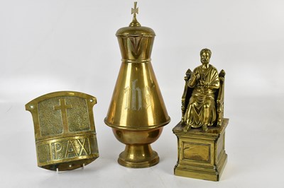 Lot 770 - A late 19th century brass figure of St Peter,...