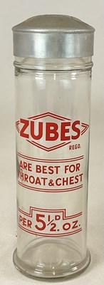 Lot 38 - ZUBES; a glass chemist advertising jar with...