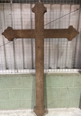 Lot 3 - A large oak cross, 184 x 115 x 9.5cm