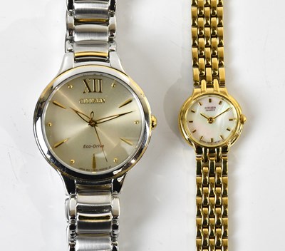 Lot 680 - CITIZEN; two lady's quartz wristwatches, both...